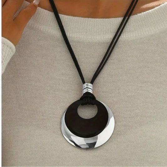 Bohemian Double-layer Round Leather Rope Pendant Necklace