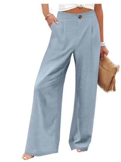 Cotton-Linen Casual Lightweight Elastic Waist Lounge Pants