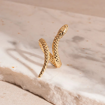 Snake Shaped Cuff Bracelet Ring Set