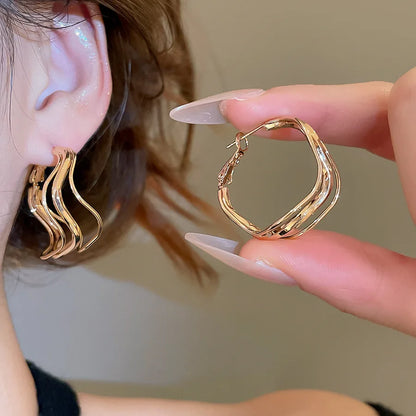Multi-layer Twisted Metalic Hoop Earrings