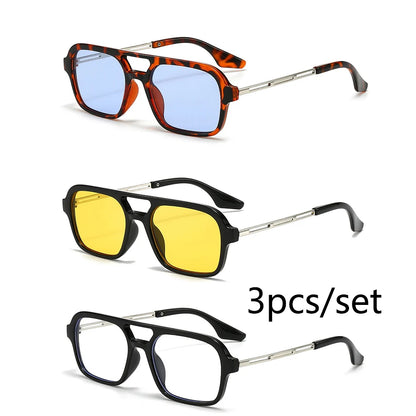 Metal Frame Square Black Rectangle Sunglasses