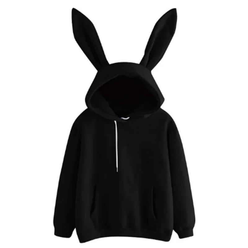 Hooded rabbit hoodie loose casual top coat