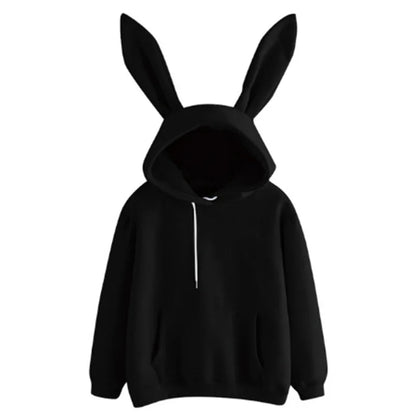 Hooded rabbit hoodie loose casual top coat
