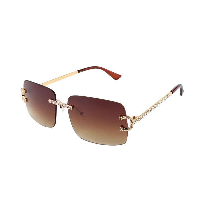 Rimless Square Vintage Diamond Sunglasses