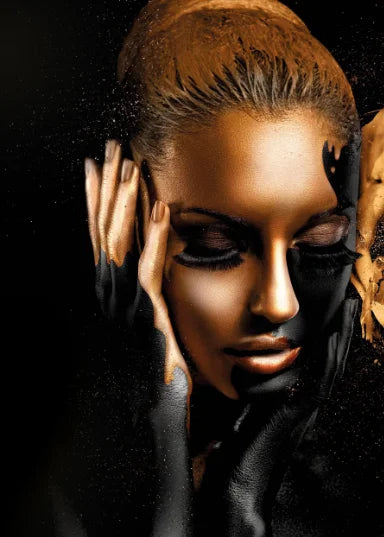 African Women Classic Black Gold Gestures Posters Female Portraits Canvas