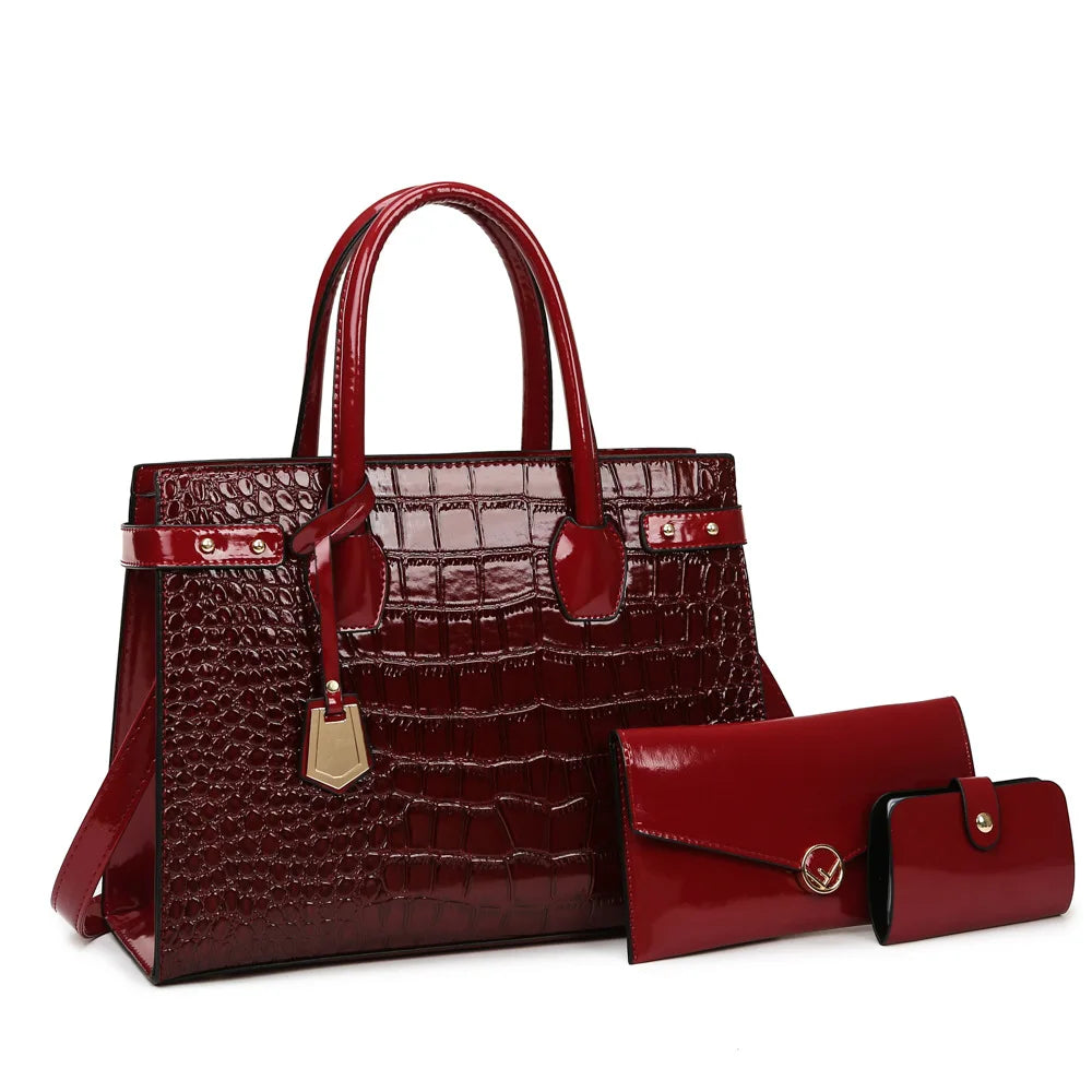 Retro Crossbody Crocodile Pattern Texture Bag Set