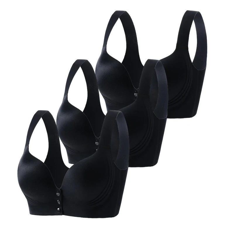 Fall Sweet 3PCS/set Wire-Free Front Closure Plus Size Bra