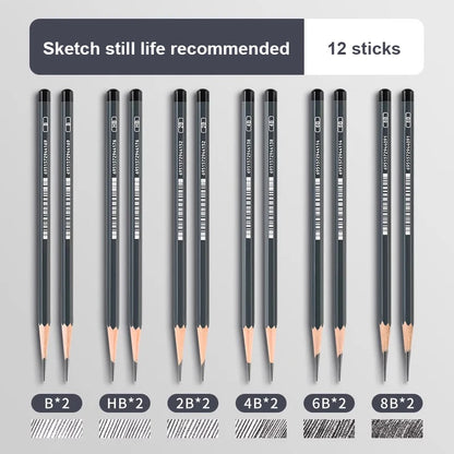 2H HB B 2B 3B 4B 5B 6B 7B 8B 12B 14B Sketch Drawing Graphite Charcoal Pencils Set