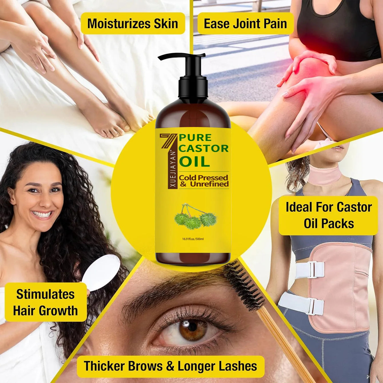 100% Pure Castor Oil For Eyelashes Hair Growth Eyebrows