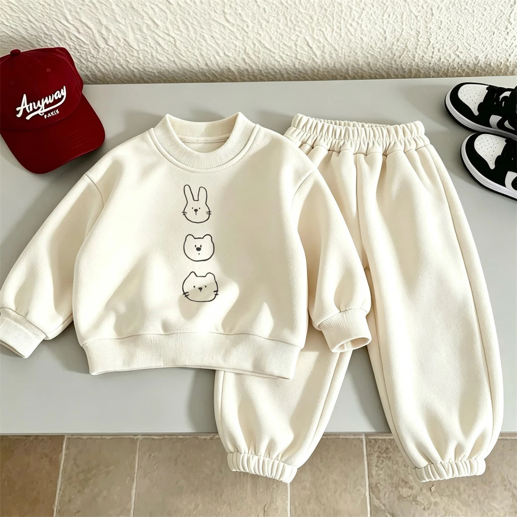 Printed Sweatshirts Loose Pants Infant Cute Round Neck Hoodies Pants