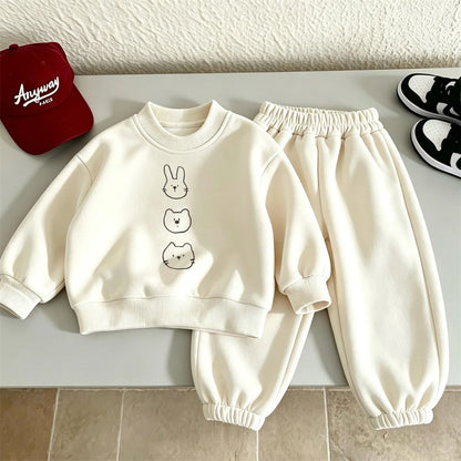 Printed Sweatshirts Loose Pants Infant Cute Round Neck Hoodies Pants