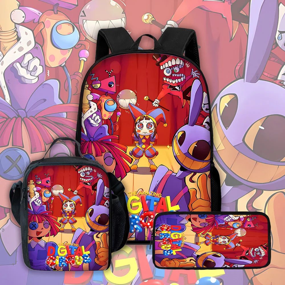 Cartoon A-AmazingS DigitalS Circus Child School Backpack Set