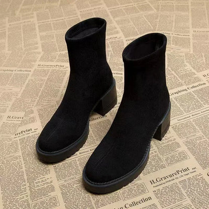 Ankle High Heels Suede Chunky Luxury Winter Boots