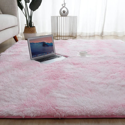 Silk Hair Tie-Dye Carpet Plush Soft Floor Mat Decoration