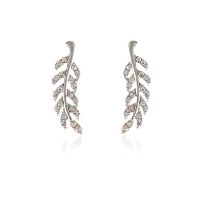 Hollow Out Leaves Crystal Ear Stud Earring