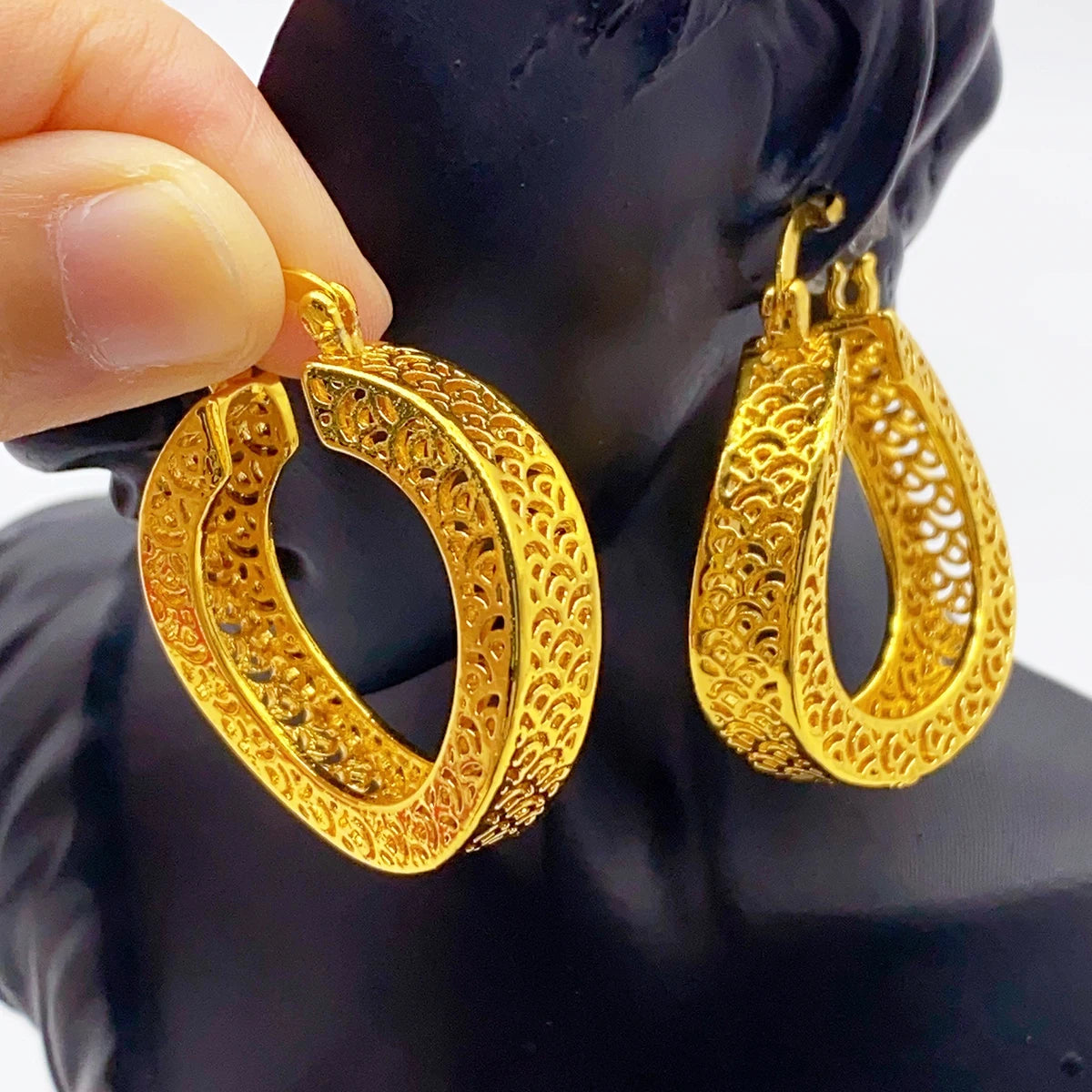 24K Gold Color Hoop Earrings