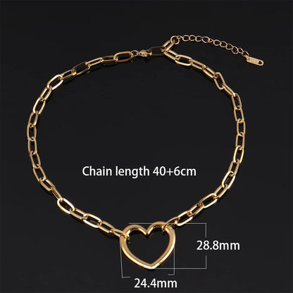 316L Stainless Steel Choker Heart Clavicle Chain Necklaces