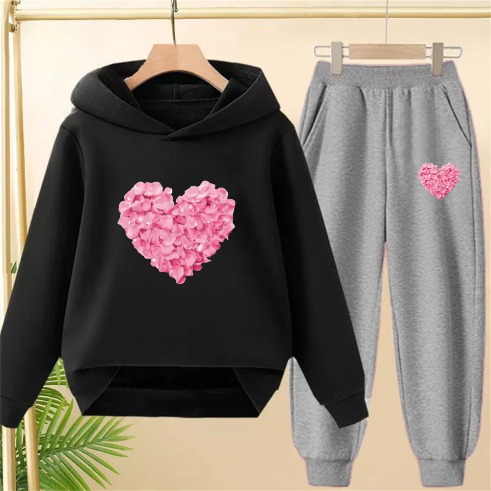 Petals Heart-Shaped Bottom Hoodies  Age 3-12 Coat Casual Toddle Sweatshirt