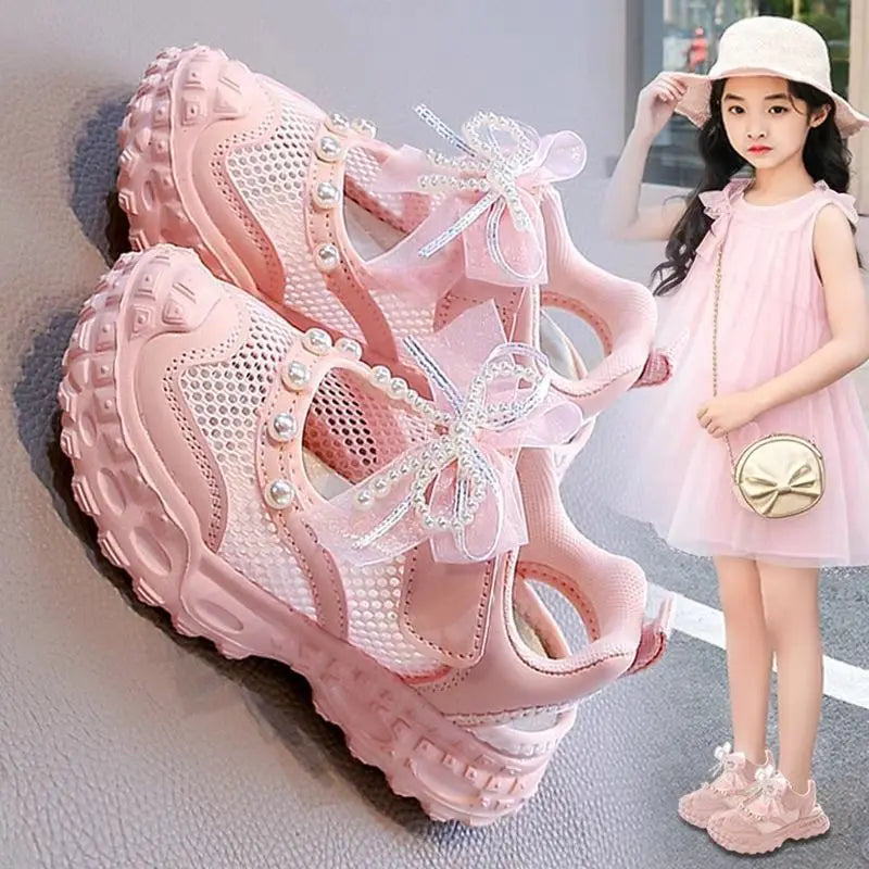 Baotou foreign pearl single mesh sneakers