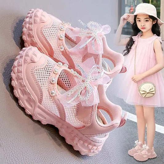 Baotou foreign pearl single mesh sneakers