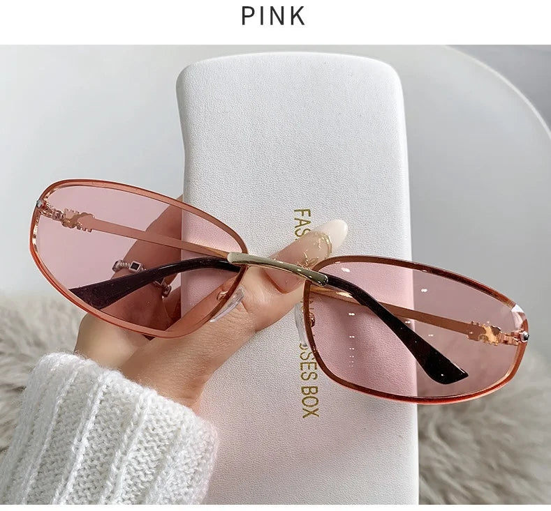 Oval Frameless High Quality Luxury Y2k Rimless Glasses