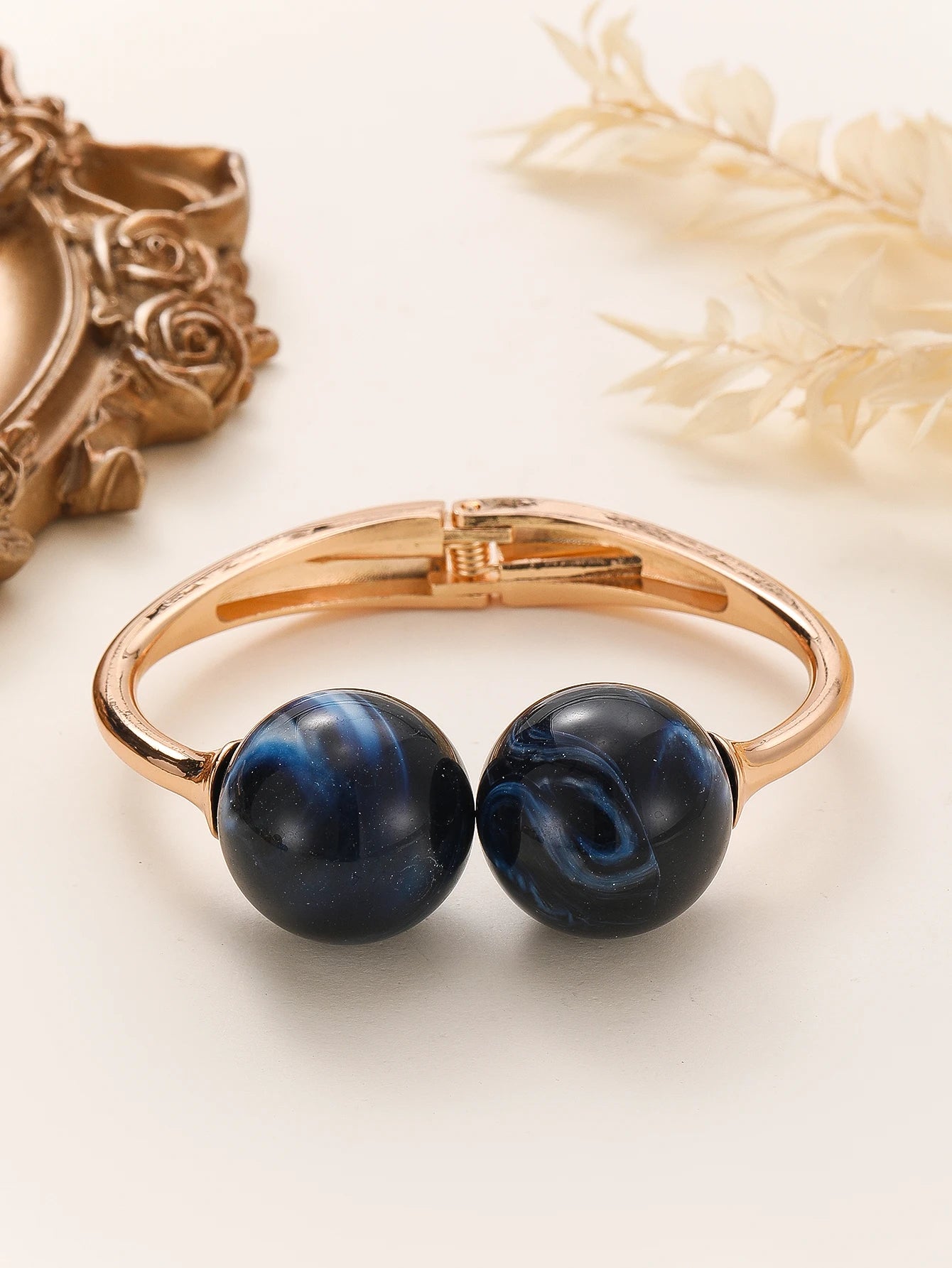 Acrylic Resin Open Bangle Double Balls Beads Adjustable Multi Colors  Bracelets