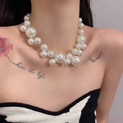 Vintage Hyperbole Bead Pearls Necklace Jewelry