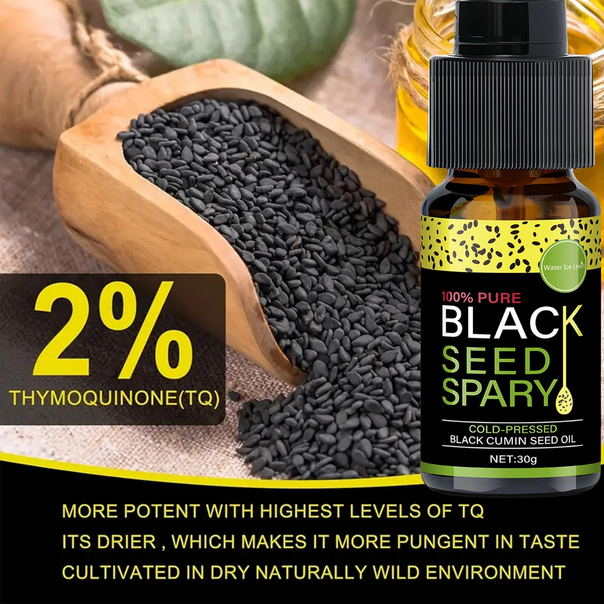 100% Pure Black Seed Oil Spray - Cold-Pressed Hair Treatment