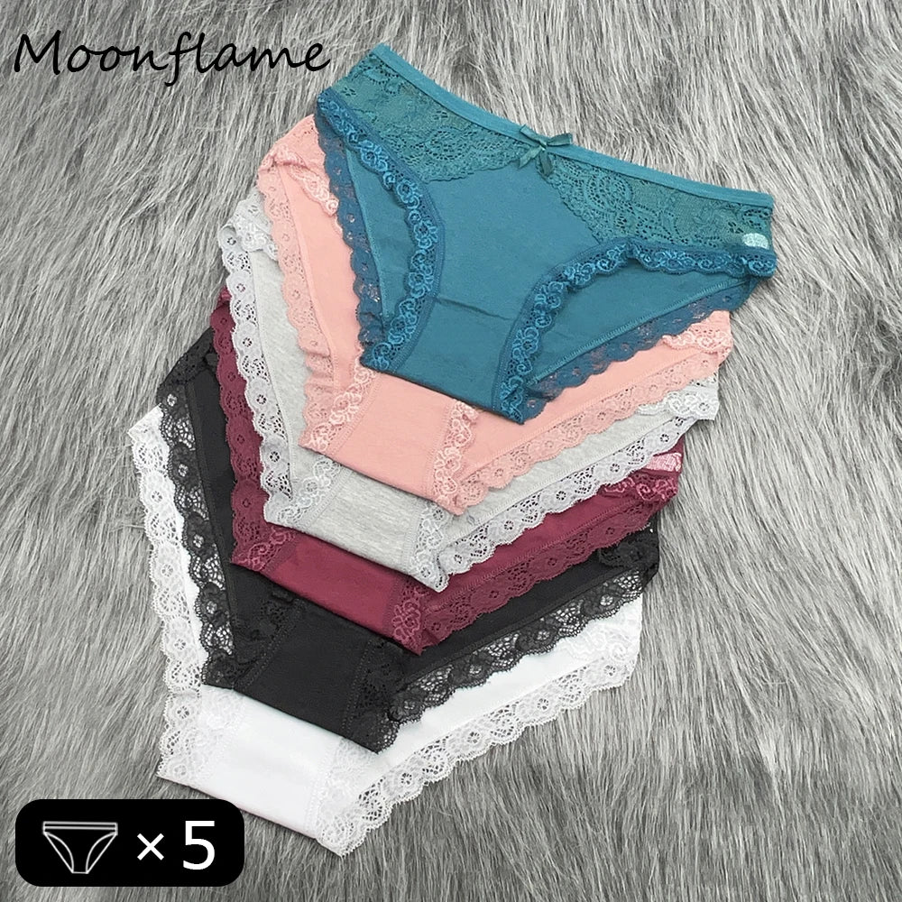 5 PCS Pantie Sexy Lace Cotton Briefs Lingerie