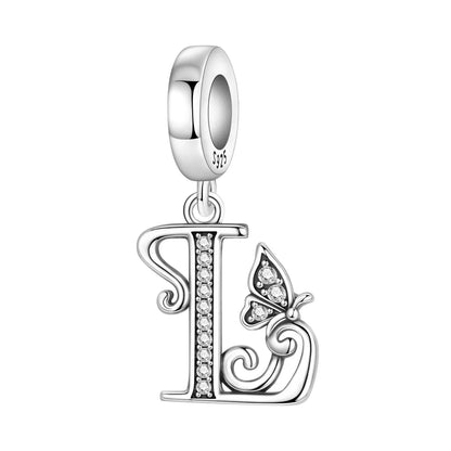 925 Sterling Silver Zircon Butterfly Letter Bracelet