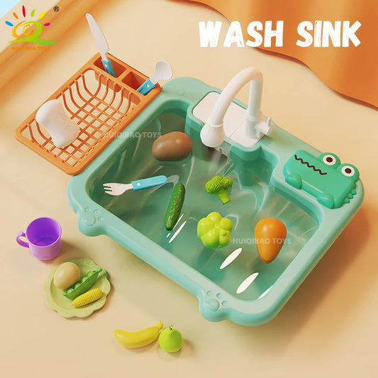 Baby Kitchen Toy Plastic Dish Wash Sink Electric Dishwasher Toys