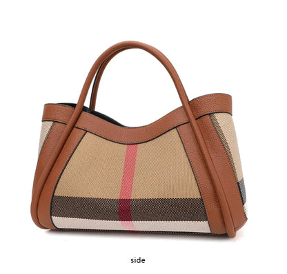 Bolso de lona y cuero genuino