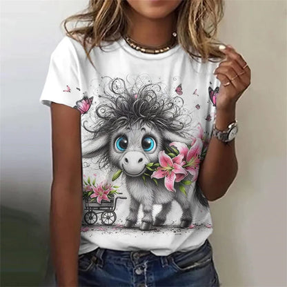 3D Rabbit Short Sleeves Casual Oversize T-Shirts