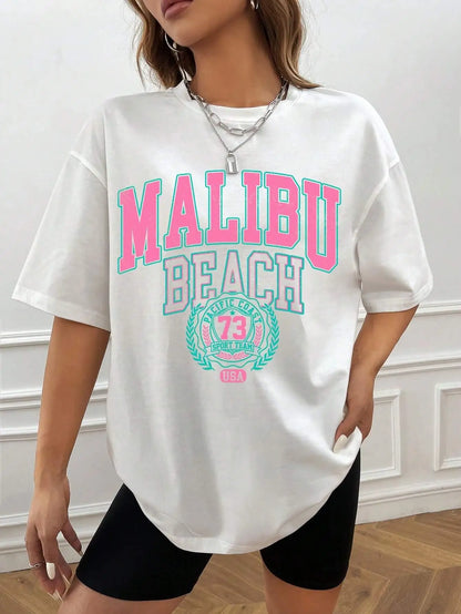 Malibu Beach Letter Street Casual T-shirt
