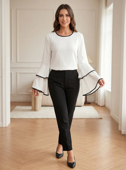 Large Size Casual Crew-neck Flared Long-sleeved T-shirt