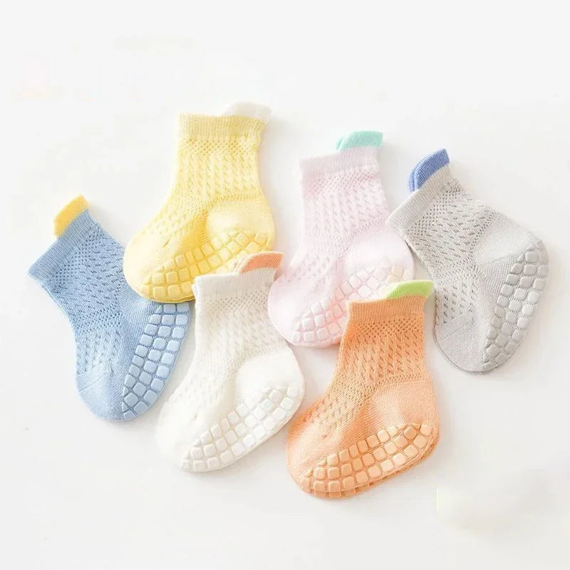 3pairs/lot 6 Colored Of Net Eye Non-slip Cotton Socks