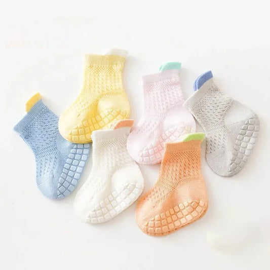 3pairs/lot 6 Colored Of Net Eye Non-slip Cotton Socks