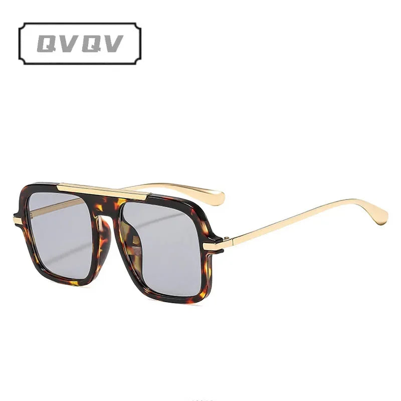 Square Oversized Leopard Champagne Sunglasses