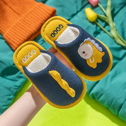 Cartoon Dino Fur Soft Autumn Winter Warm Cotton Fleece Fur Slipper