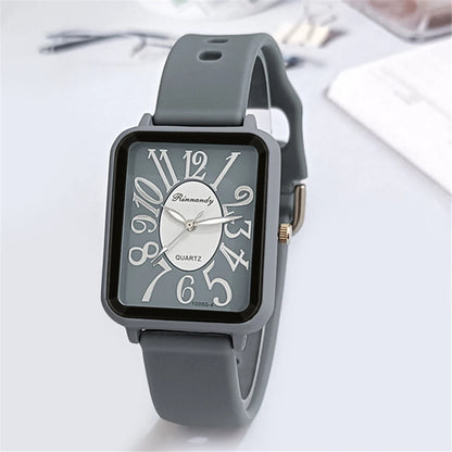 Minimalist Sports Square Figures Quartz Grey silicone tape Wristwatches