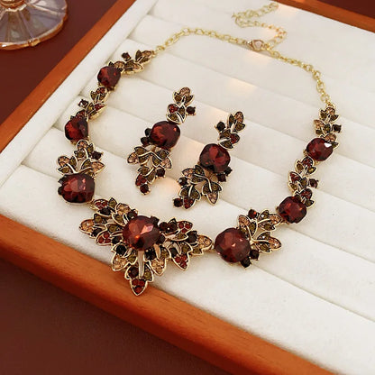 Purple Rhinestone Necklace Jewelry Sets