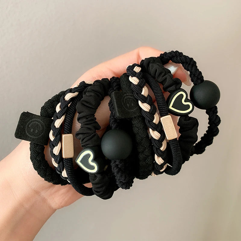 5/10pcs Simple Heart Ball  Scrunchie  Ties Ropes