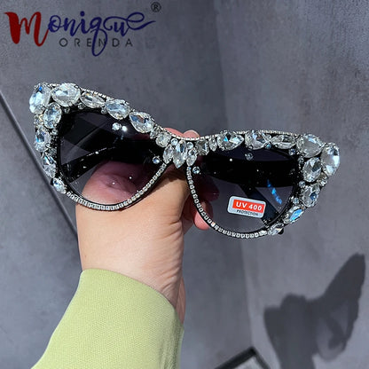 Cat eys Oversized Luxury Crystal Retro Sunglasses