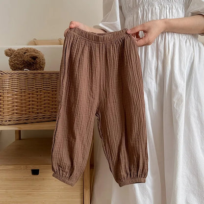 9m-6y Kids Clothing Summer Thin Solid Color Pants