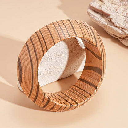 Hip Hop Khaki Brown Wood Wide Bangles