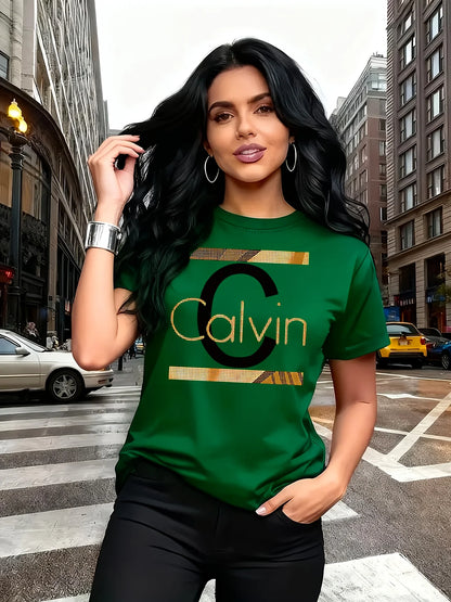 Calvin Letter Print Top T-Shirt