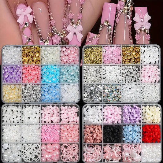 500PCS 3D Nail Art Decoration Kit with Resin Bows