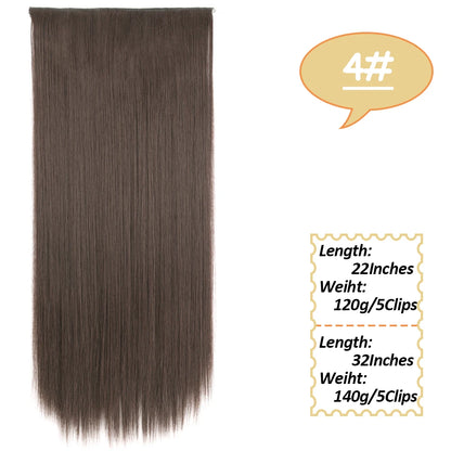 5 Clips Long Wavy Clip In Hair Extensions Synthetic Heat Resistant One Piece False Blonde