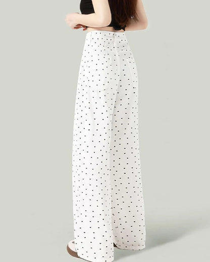 Wave Point Straight Leg Denim High Waist Trousers Jeans