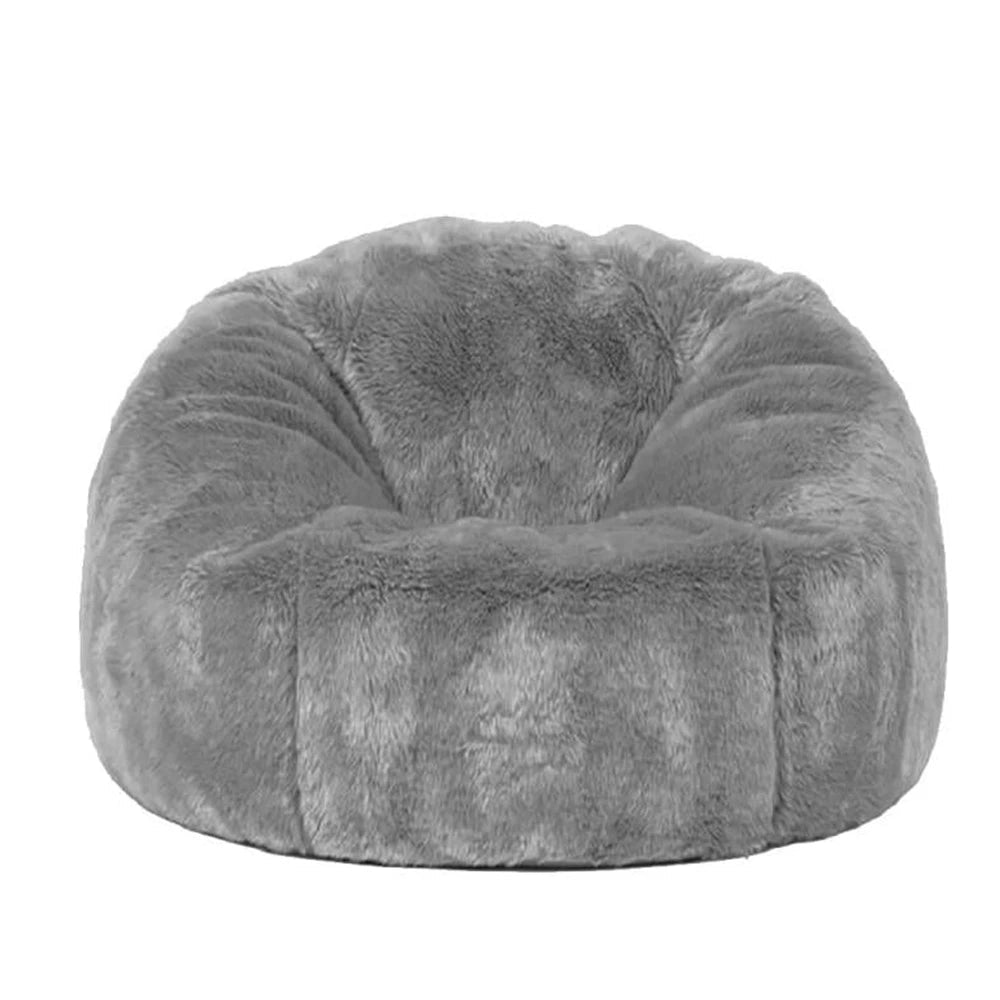 Adults  Children Fluffy Faux Fur Bean Bag Pouf Cover without Filler Beanbag